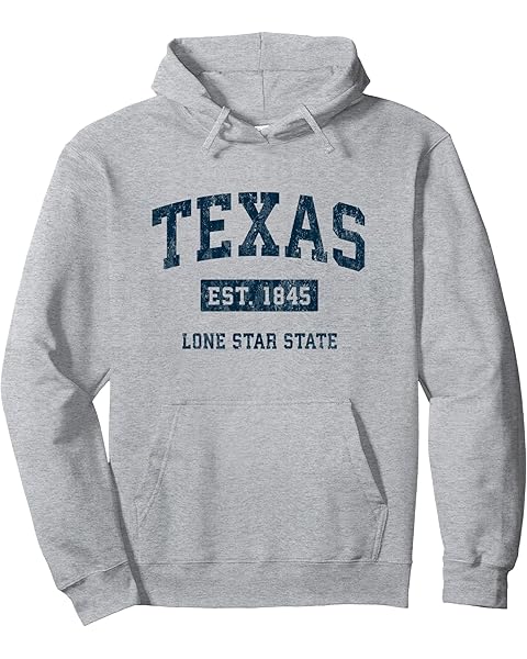 Texas Vintage Athletic Sports Design Navy Print Pullover Hoodie