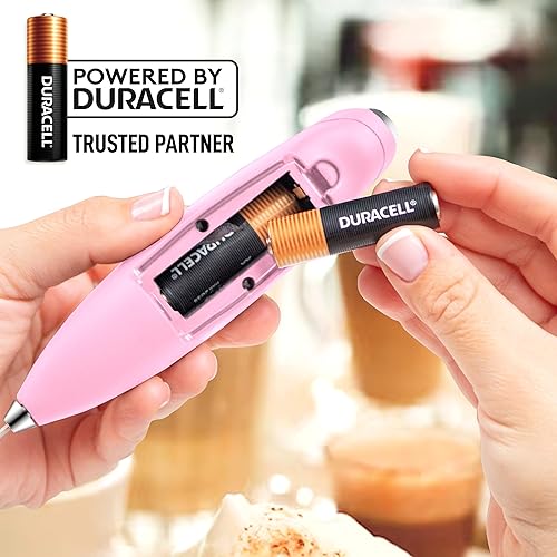 Vista 485 de Zulay Kitchen - Espumador de leche de mano con pilas AA Duracell: batidora de bebidas resistente para café, latte, capuchino y más, color aurora