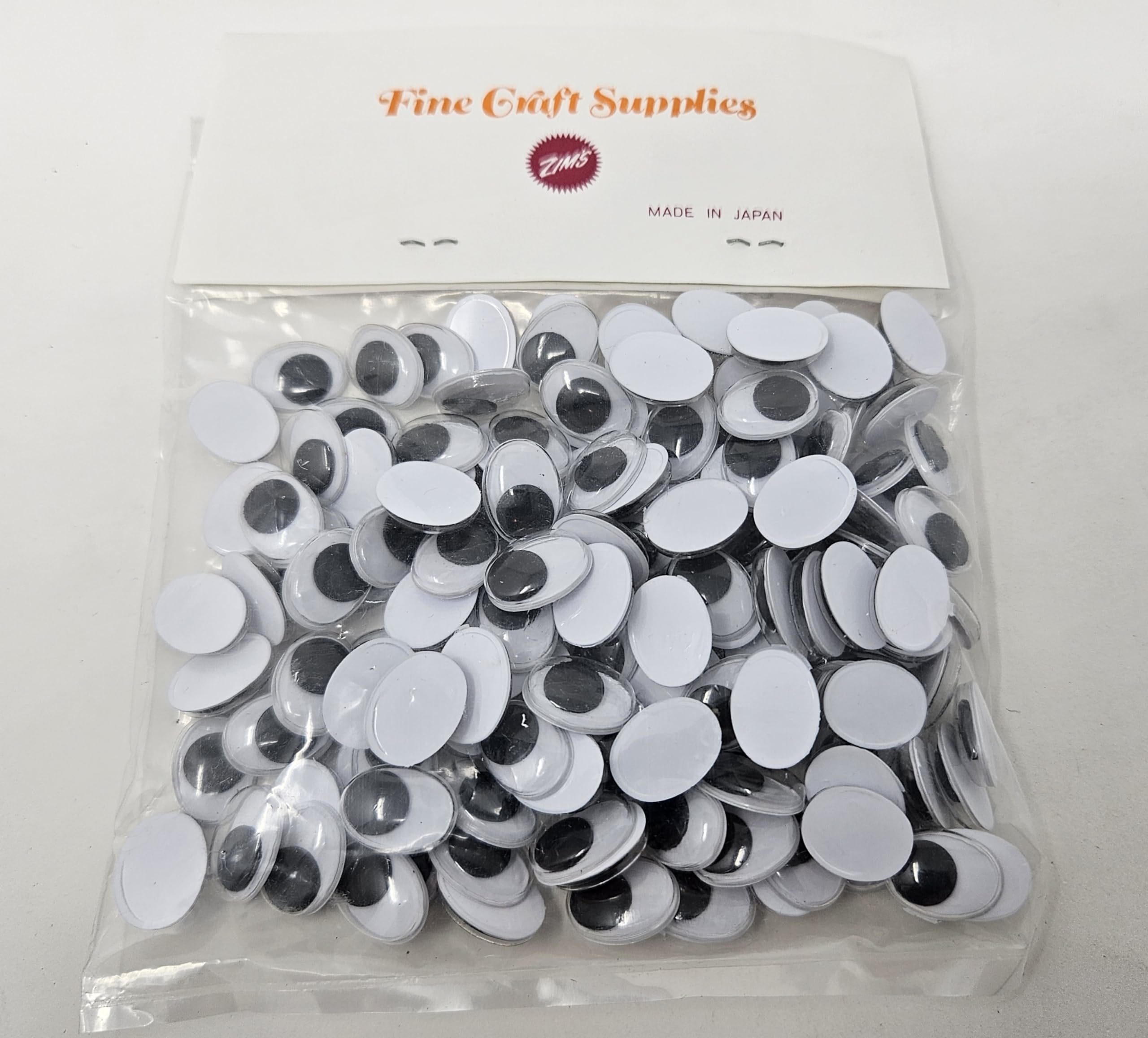 Zim's 15mm Oval Paste-On Glue-On Moving Wiggle Googly Plastic Eyes for Craft Dolls or Puppets (Pack of 144)