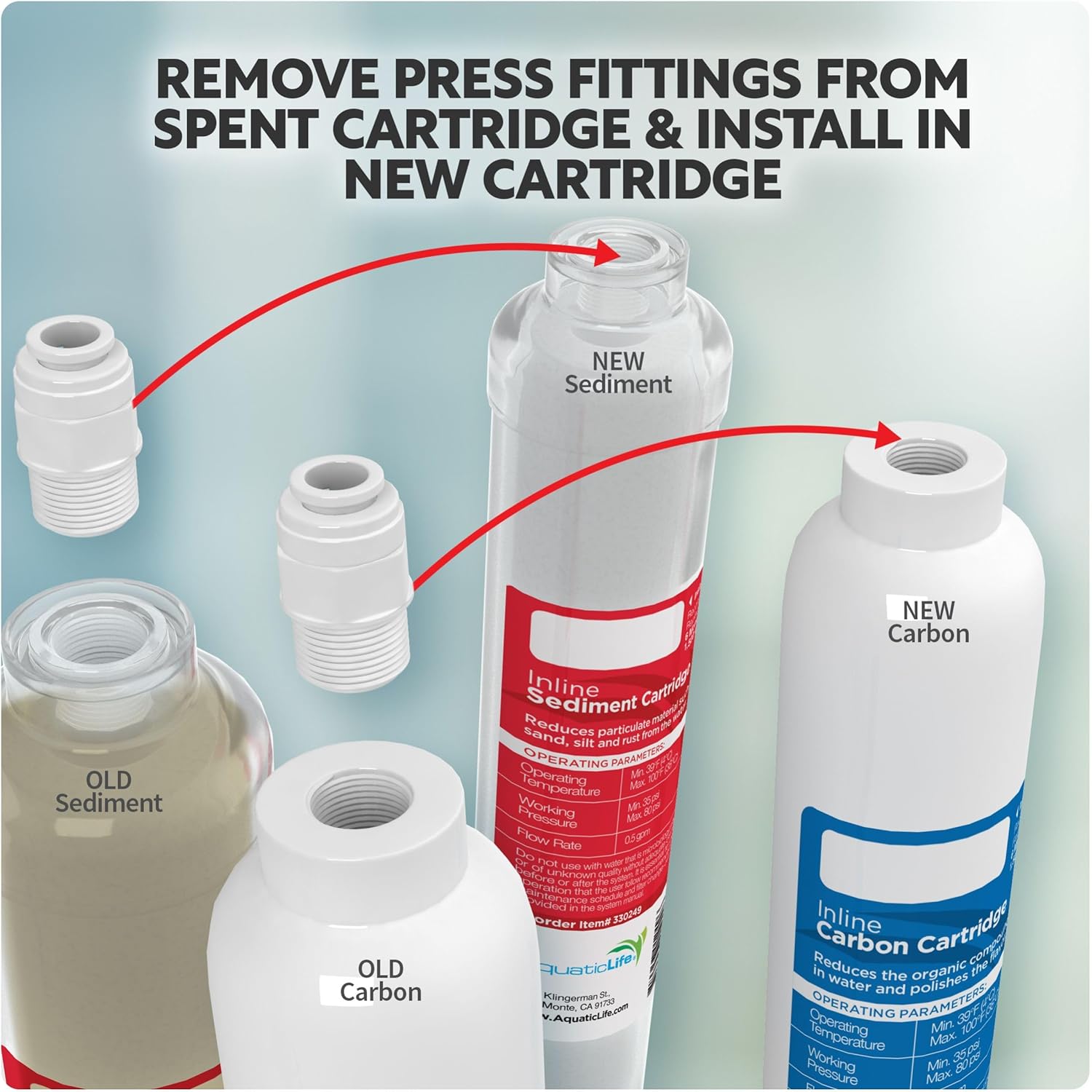 Aquatic Life RO Buddie Reverse Osmosis Aquarium Water Filter Replacement Cartridge - Includes Sediment and Carbon Block Filters for RO/DI System, 2-Pack - Image 3