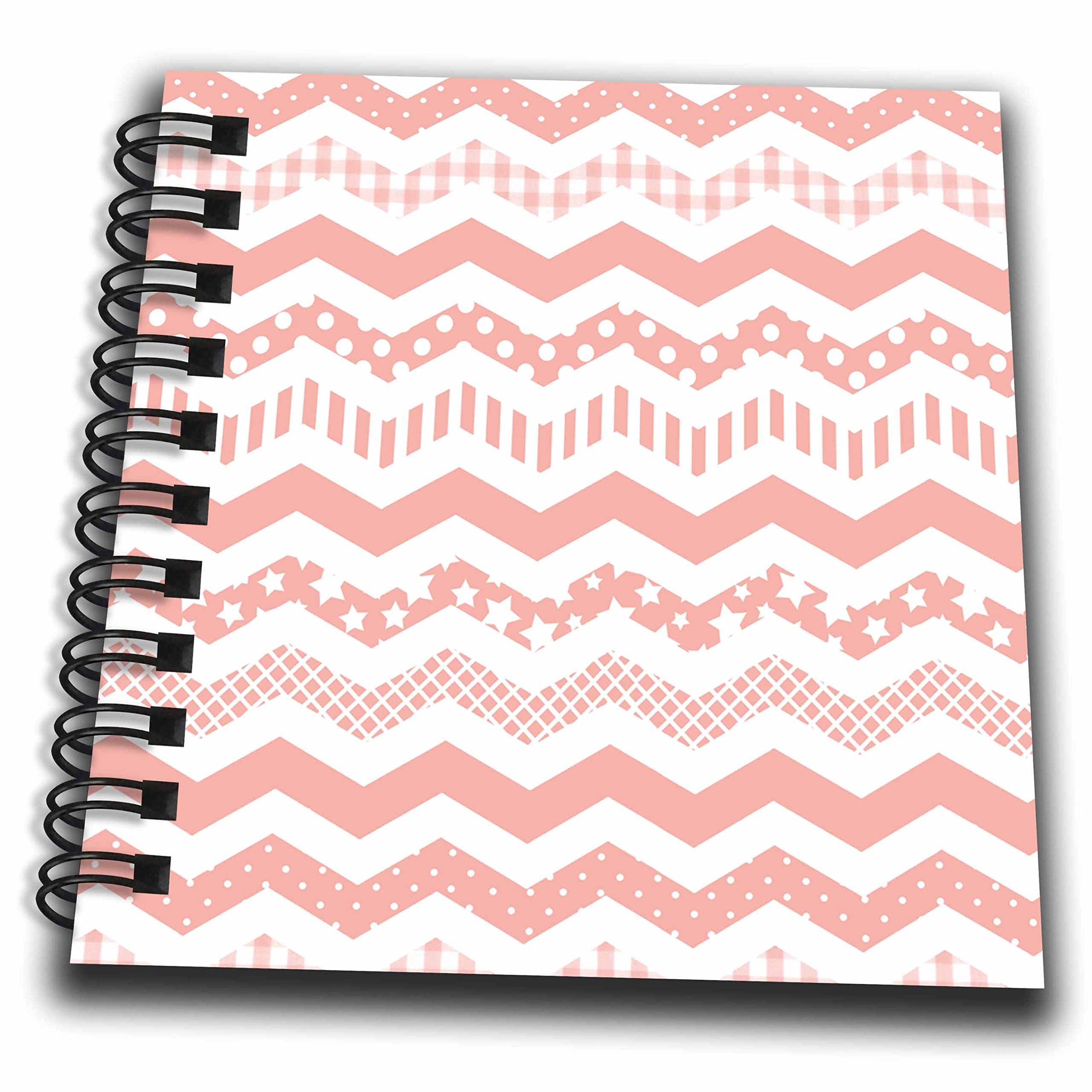 Mini bloc-notes motif zigzag corail 3dRose avec un design chevron unique