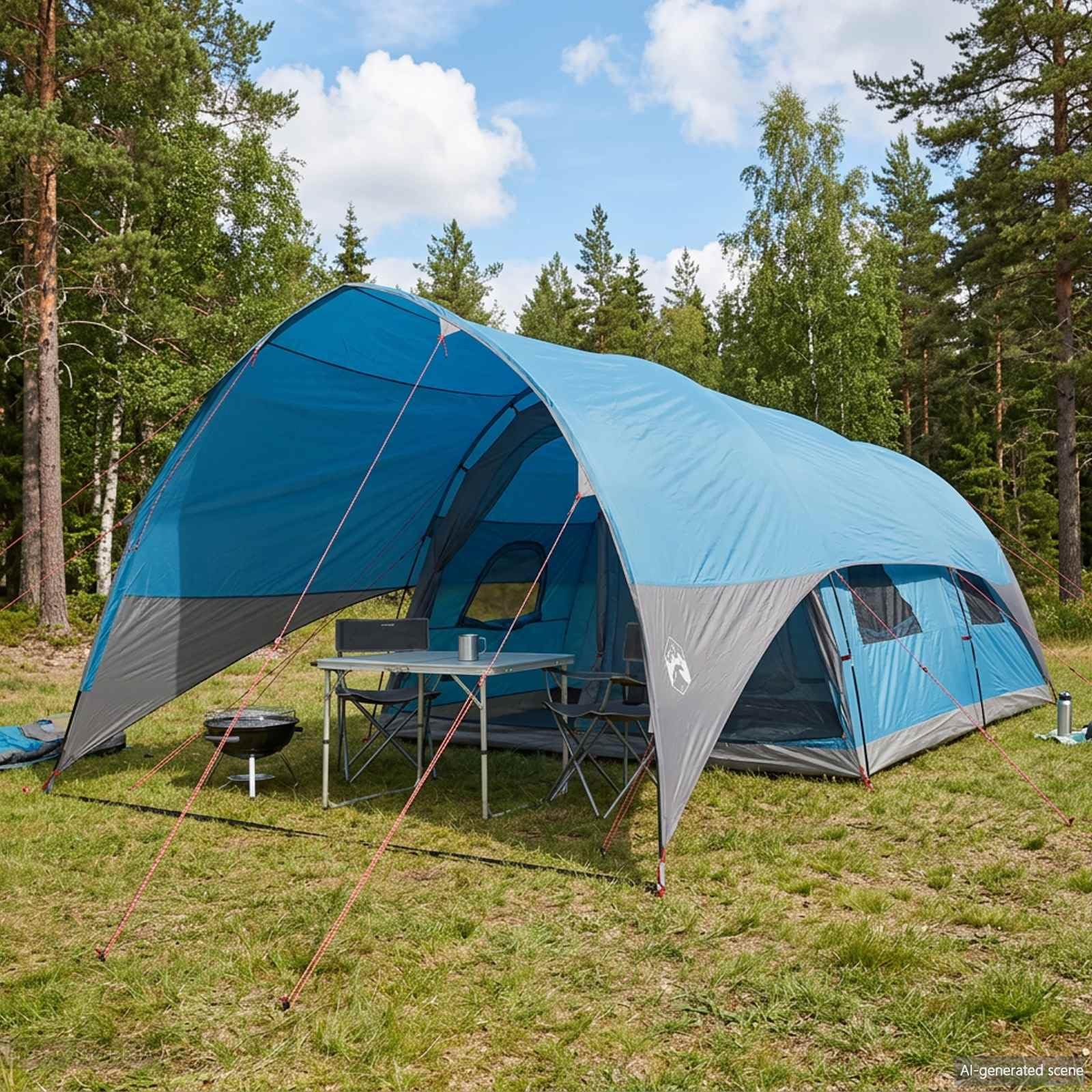 vidaXL Tenda a tunnel con parapioggia impermeabile per campeggio all'aperto