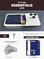 Vista 3 de [Dos] Fundas elásticas para tarjetas adhesivas para teléfono celular, tarjetero adhesivo para identificación y tarjeta de crédito para la parte