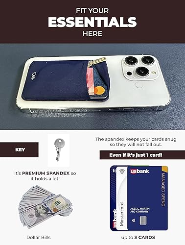 Miniatura 3 de Dos Fundas elásticas para tarjetas adhesivas para teléfono celular, tarjetero adhesivo para identificación y tarjeta de crédito para la parte