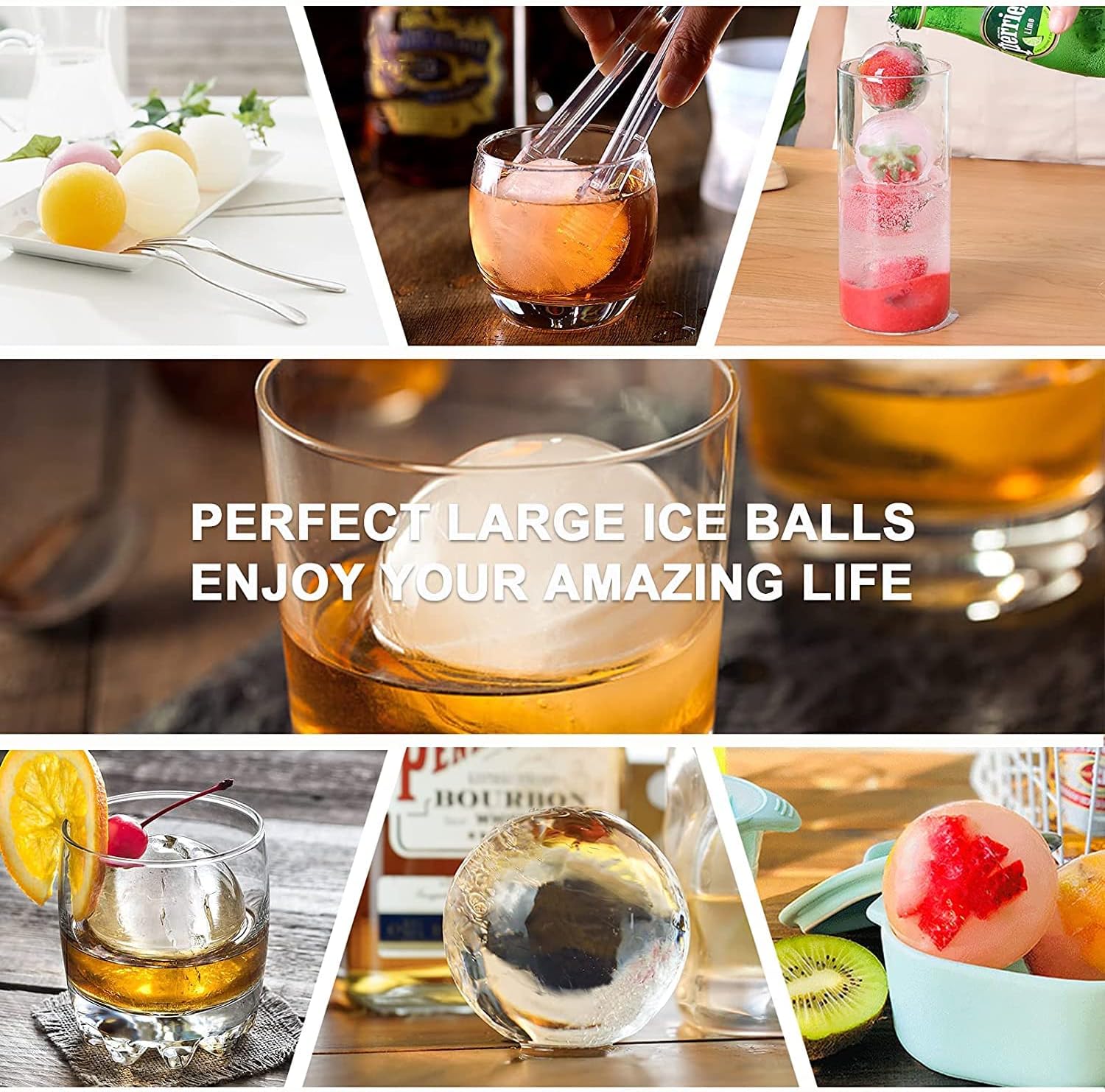 4PCS Small Sphere Ice Mold - Makes about 5CM (1.96") Crystal Clear Ice Balls,Silicone Reusable Ice Cube Trays for Whiskey, Bourbon, Cocktails & Home Bars