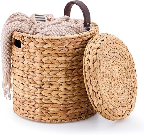 Miniatura 17 de Wimarsbon Pufs otomanos, puf de hierba marina 100% natural, taburete redondo tejido a mano con marco de madera, reposapiés trenzado sentado, asiento