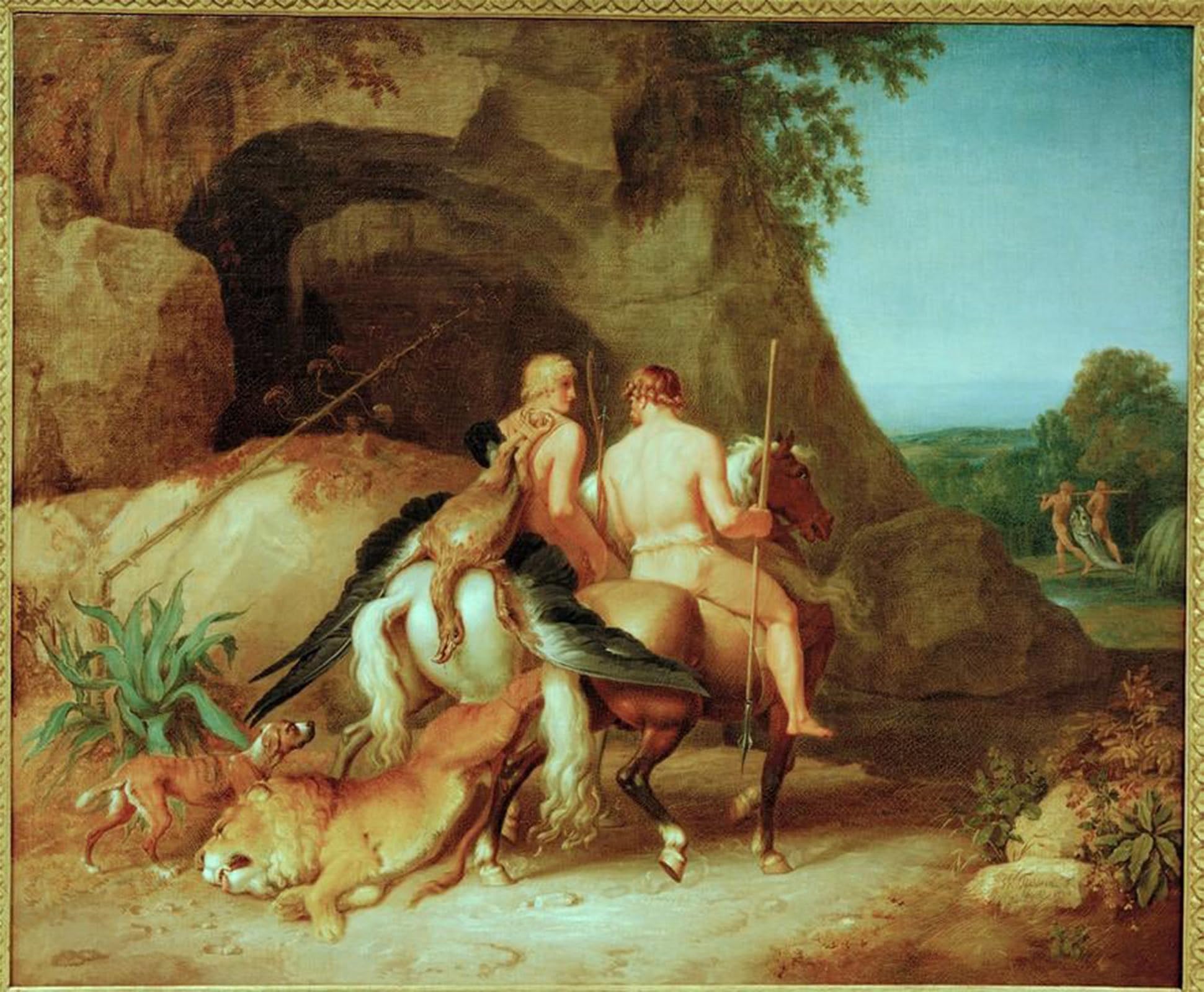 POSTERIIk Vintage Classic Picture Landscape Artwork the Strength of the Man by Johann Heinrich Wilhelm Tischbein Portrait Canvas Painting for Office Home Decor 60x90cm