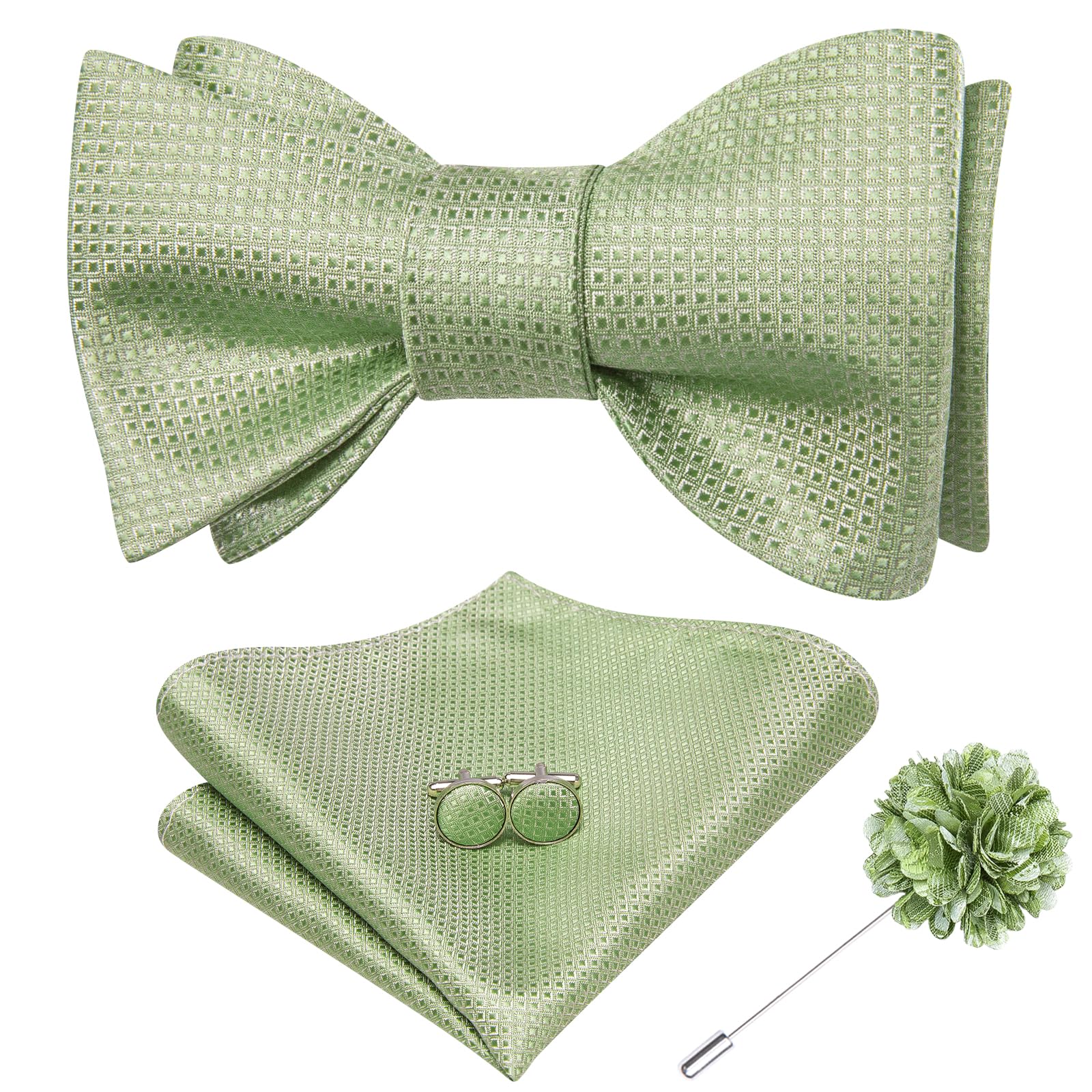 Dubulle Self Tie Bow Ties for Men Silk Paisley Bowtie Lapel Pin Set