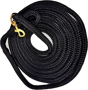 All-Purpose Nylon Horse Lead Rope | Lightweight and Soft Lead Rope | Double Braided |Black, 10