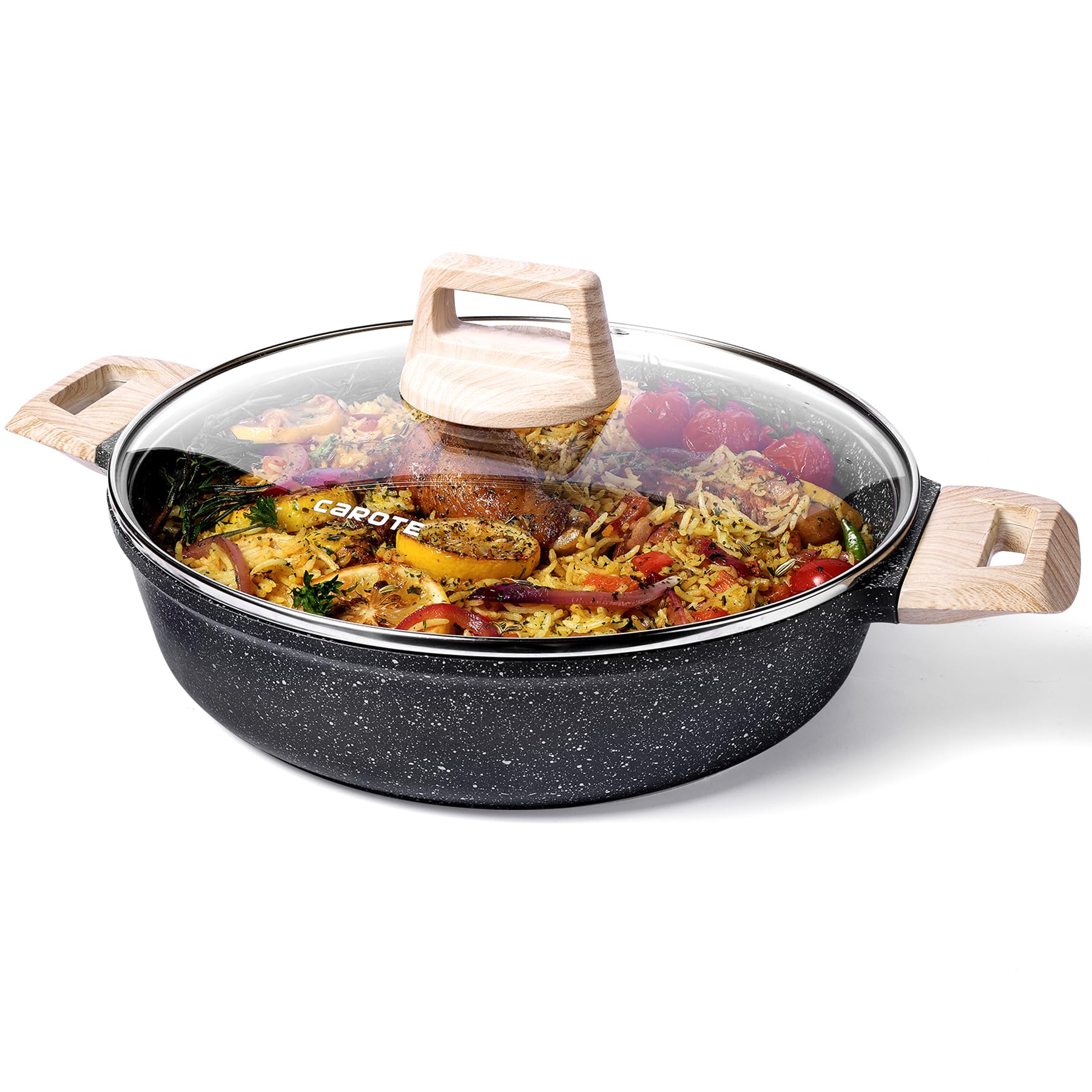 CAROTE 28cm/3.8L Non Stick Kadai, Induction Kadai, Granite Stone Kadhai with Lid Deep Frying Pan, Biryani Pot (B073RX9SP8) Amazon Price History, Amazon Price Tracker