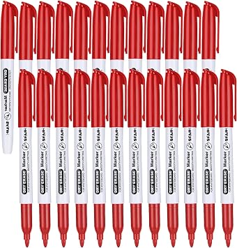 SFAIH Fine Tip Dry Erase Markers - 24 Pack Red Whiteboard Erasable Markers Bulk, For Highlighting, Corrections - High-Visibility Pens for Teachers, Editors & Project Teams, Non-Toxic Easy Clean