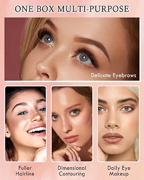 Eyebrow Powder Kit,Long Lasting Waterproof Light Dark Brown Duo Tint Eye Brow Filler,Enhance Define Brows,Eye Makeup Contour Powder Palette with Mirror Brow Tools,Christmas Gift for Women Girl-05