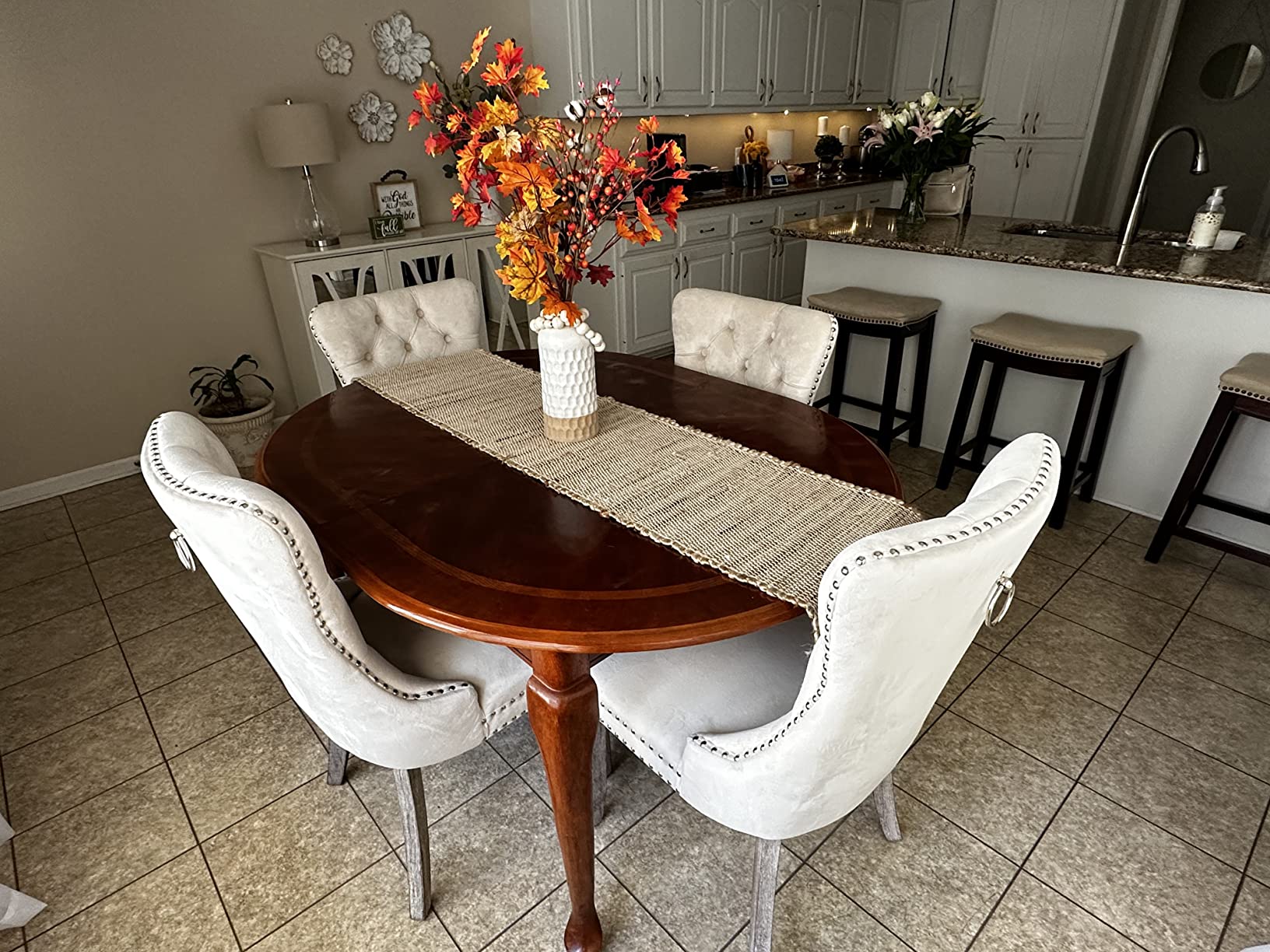 32/mo Finance Kiztir Velvet Upholstered Dining Chairs Set of 4