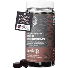Known Multi Mushroom Gummies 1930 mg/Serving - Blackcurrant Flavour - Lion Mane Reishi Cordyceps Chaga Maitake - Brain Focus Immune Support - 60 Gummies 1 Month Supply - Vegan