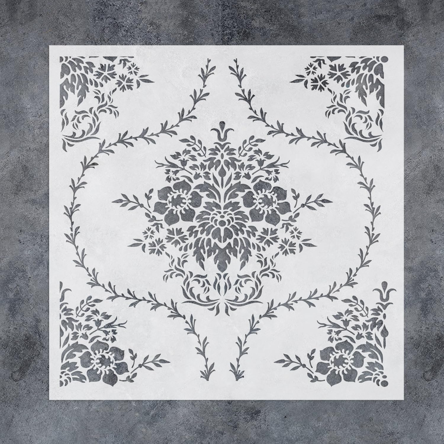 GSS Designs Vintage Flourishing Flower Wall Stencil 16x16Inch Large Reusable Botanical Wall Pattern Stencil for DIY Room Upgrade Pattern Stencils for Walls