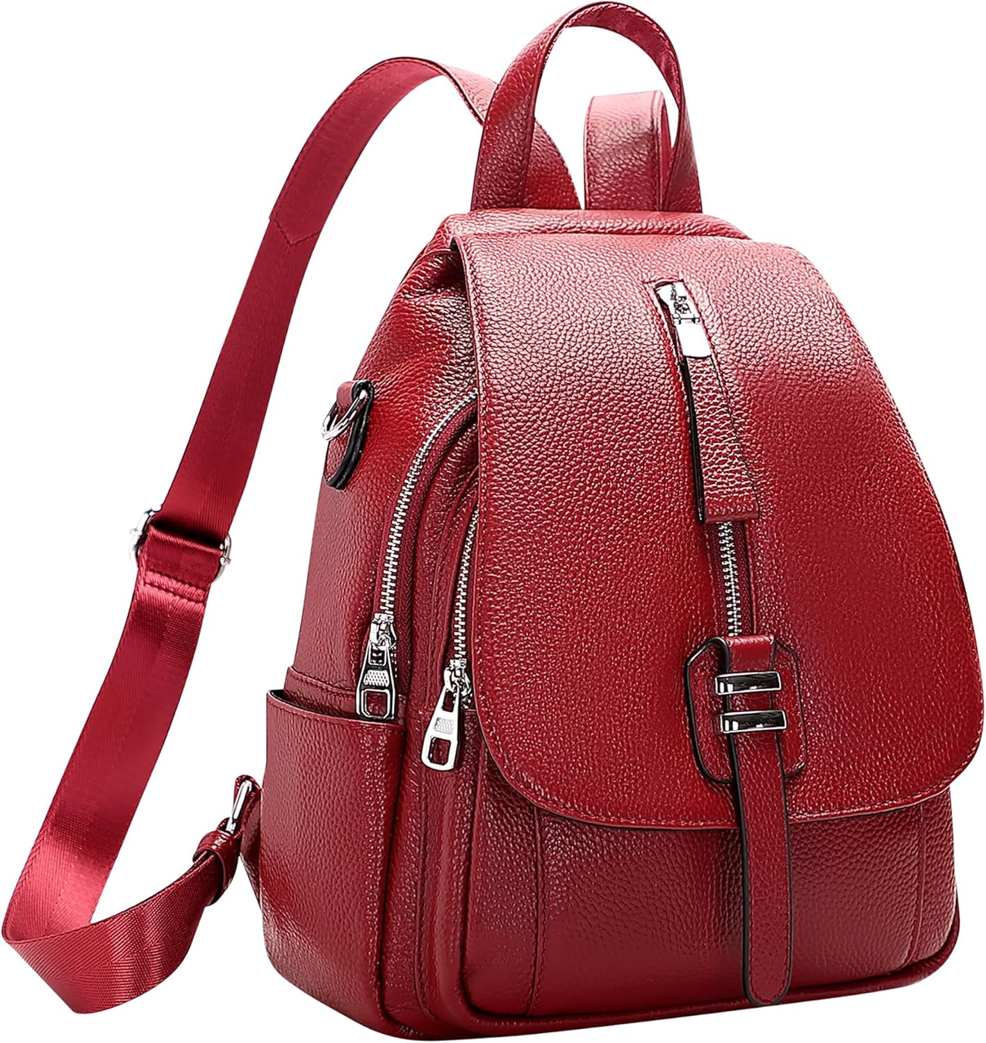 ALTOSY Genuine Leather Backpack for Women Convertible Shoulder Bag with Buckle Flap - Image 2
