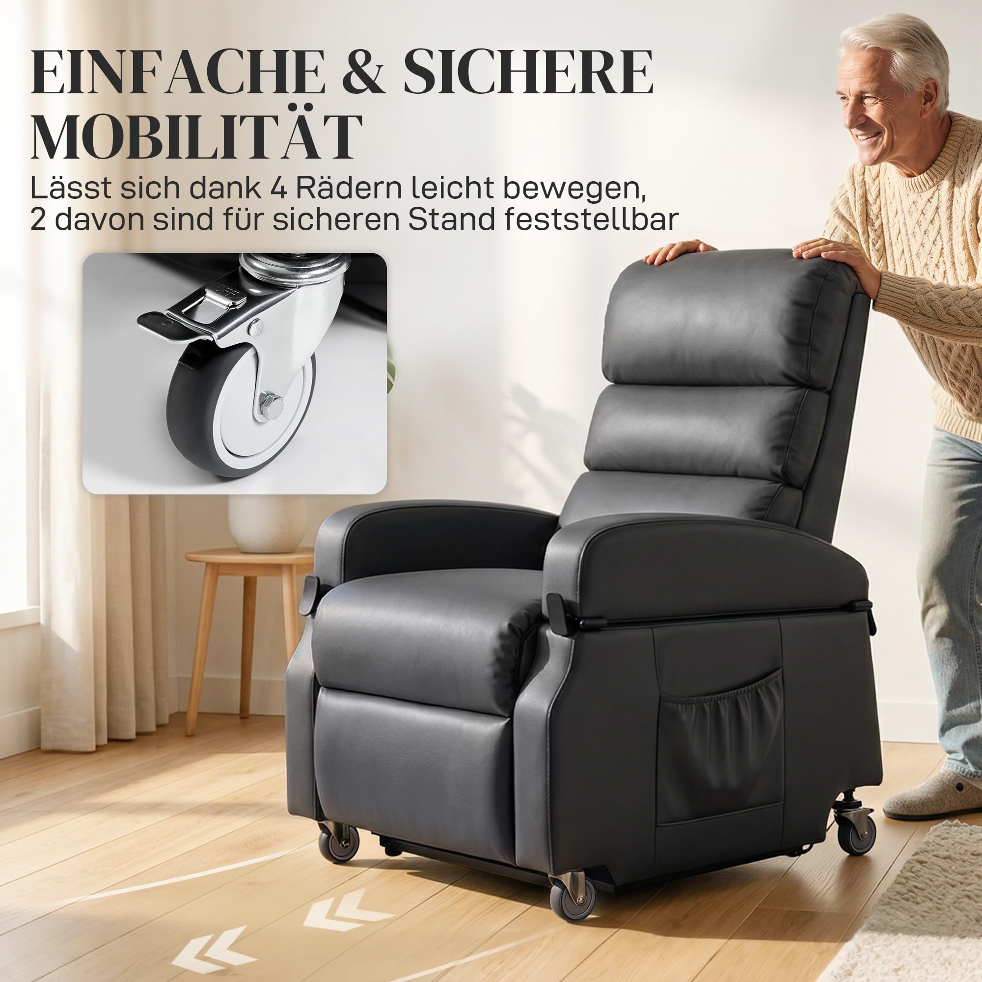 HOMCOM Fernsehsessel mit Aufstehhilfe Elektrisch Relaxsessel Dunkelgrau