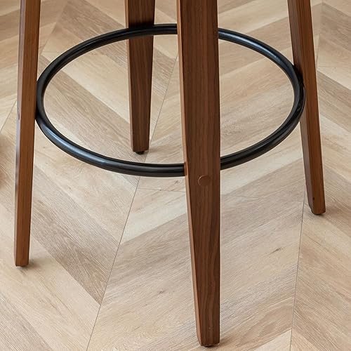 Miniatura 7 de LUNLING Juego de 2 taburetes de bar de 25.6 pulgadas de altura de mostrador, estilo retro, modernas de mediados de siglo, aspecto de lino, color