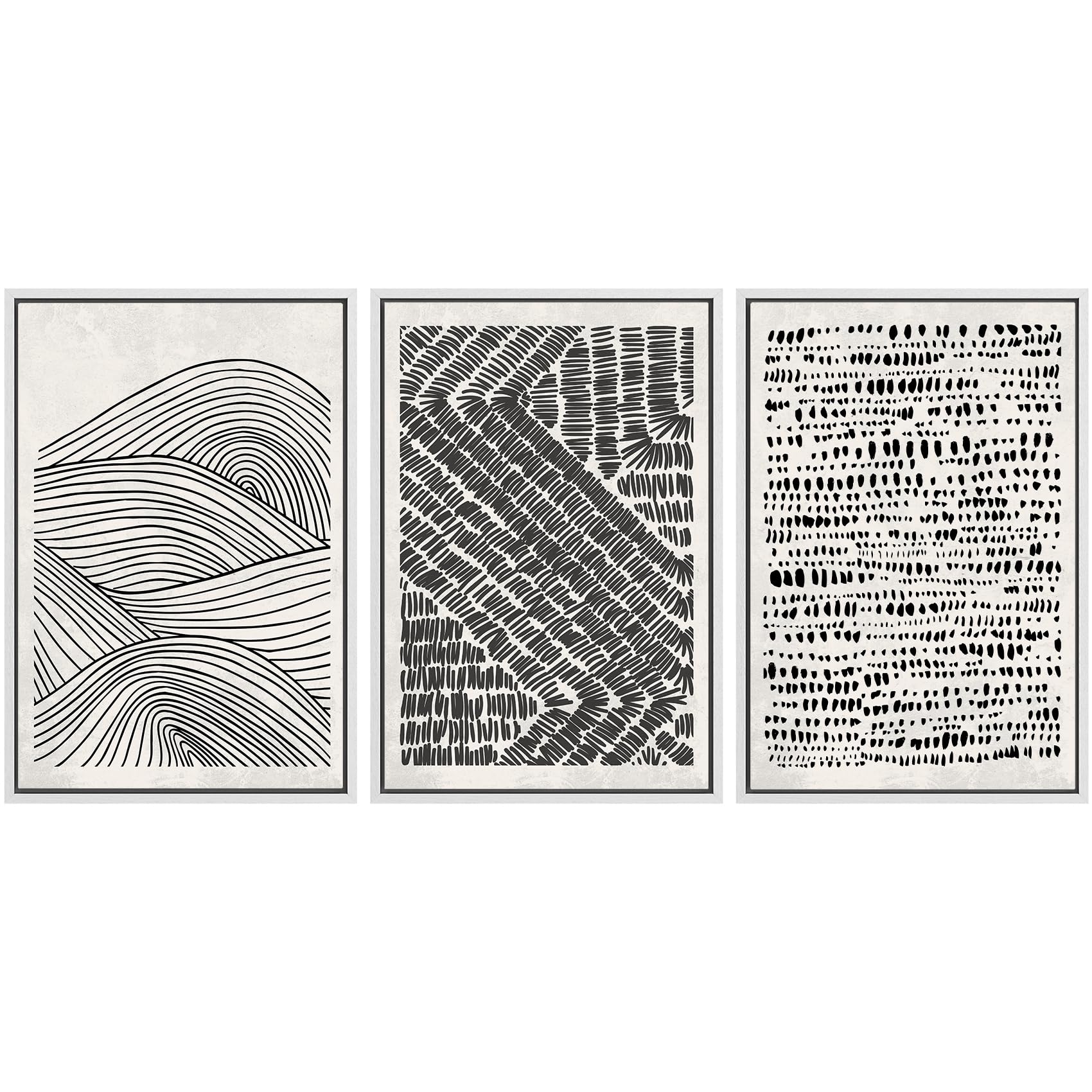 SIGNWIN Framed Canvas Print Wall Art Set Blue White Grunge Geometric Pattern Abstract Shapes Cozy Neutral Decorative Contemporary Minimal for Living Room, Bedroom, Office - 24"x36"x3 Natural — view 30