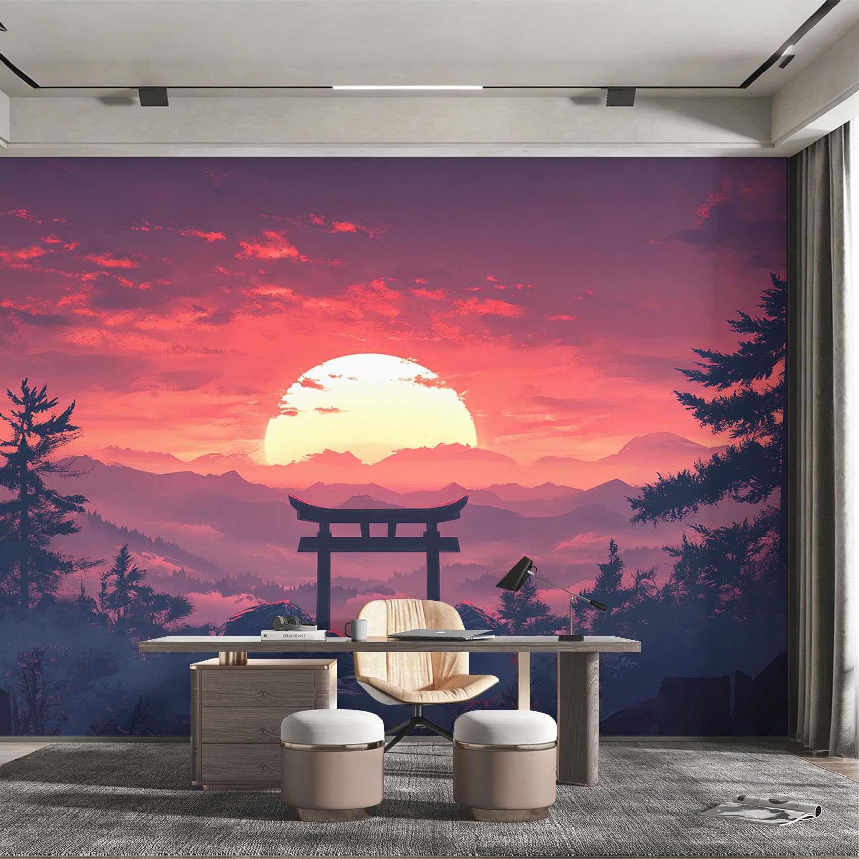 Papier peint style japonais pour créer un salon zen et apaisant