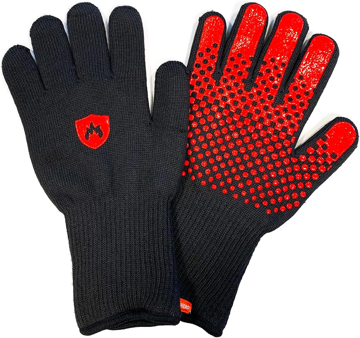 Prepared Hero Fireproof Gloves, Heat Resistant for BBQ & Grill, 932F | Grill Mitts With Cut Resistance, Long Wrist Cuffs And Flexible Grip For Charcoal, Pellet, Smoker And Fireplace Use