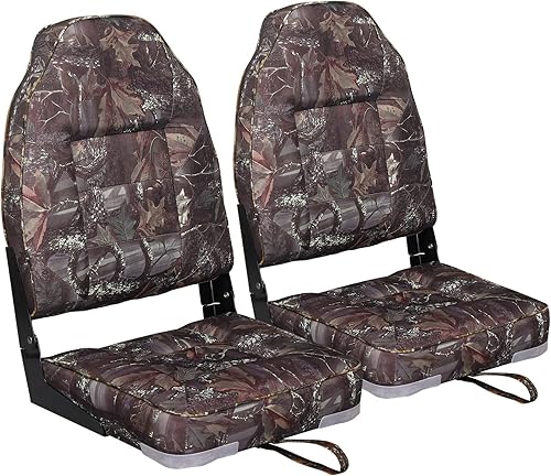 Leader Accessories Un par de asientos plegables Elite para barco de pesca con respaldo bajoalto (2 asientos)