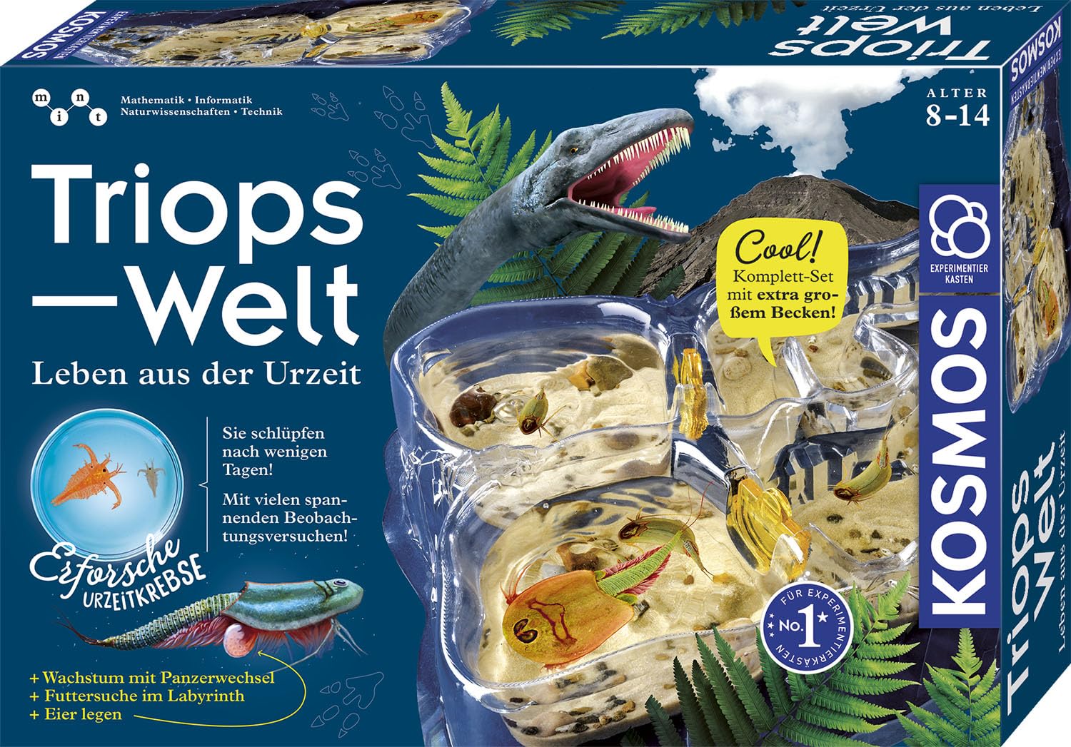 KOSMOS 633073 Triops-Welt, Leben aus der Urzeit. Urzeitkrebse erforschen. Komplett-Set mit extra großem Becken. Experimentierkasten.