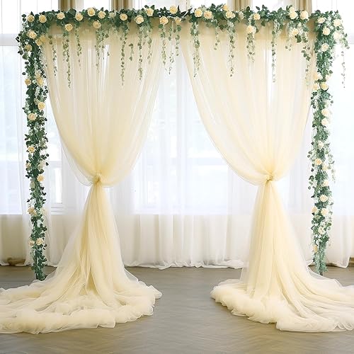 Miniatura 3 de Cortinas de fondo blancas transparentes para bodas, elegantes cortinas de telón de fondo para baby shower, fiestas de 10 x 8 pies