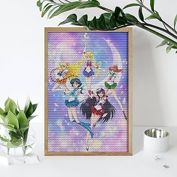 セーラームーン　立体アート　3D絵画　額縁付き 　タイプA セーラームーン スリーライツ 集合 立体アート 3D絵画 額縁付き