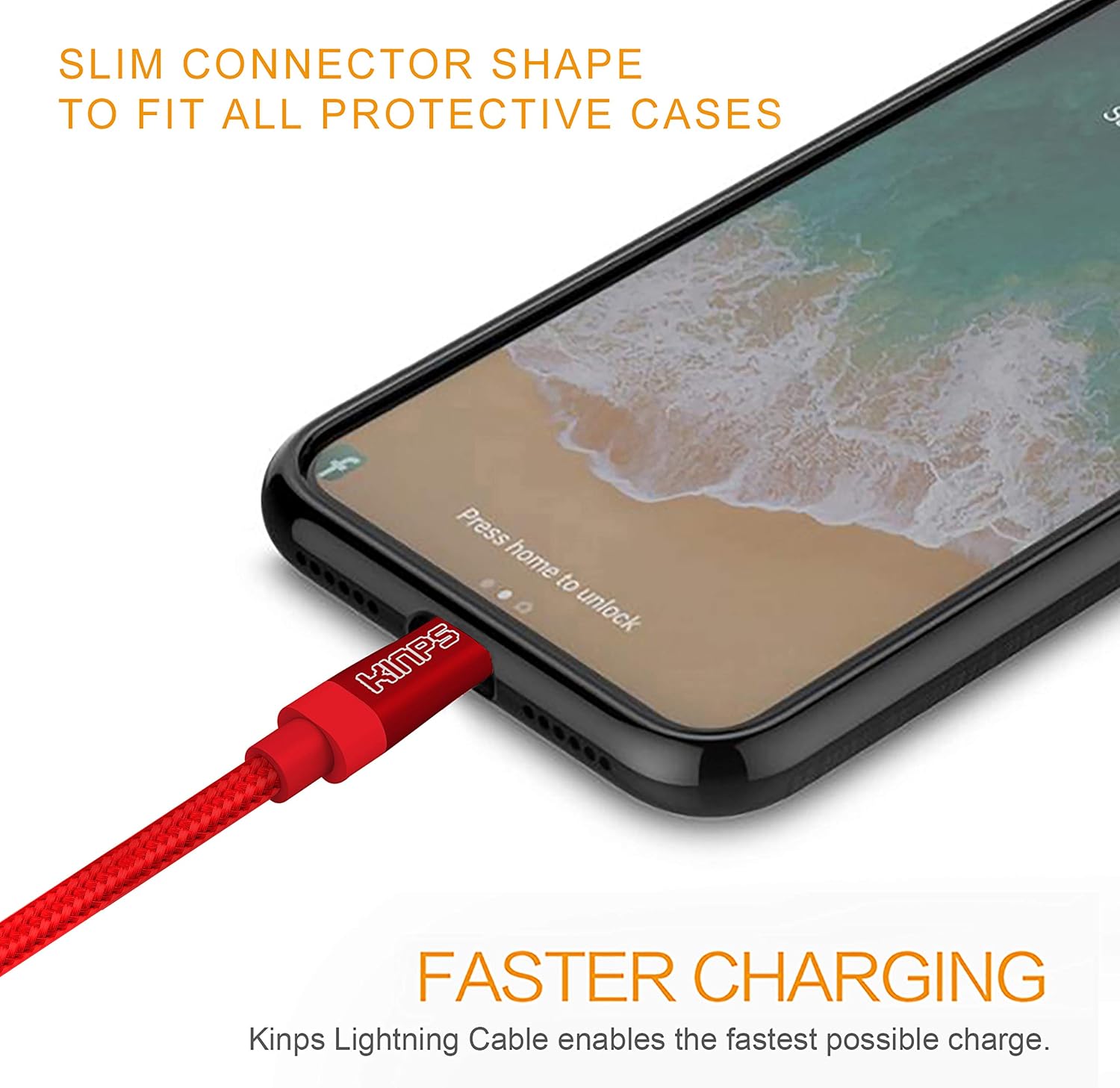 KINPS Apple MFi Certified 10FT/3M Lightning to USB Cable Nylon Braided iPhone Charger Cord Super Long for iPhone Xs/XS Max/XR/X/8/8 Plus/7/7 Plus/6S/6S Plus/6/6 Plus/SE, iPad (Red)