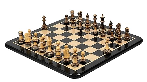 Miniatura 4 de 3.8" King Burnt Blazed Chess Set for Adults & Kids, Wooden Chess Pieces only in Burnt Boxwood