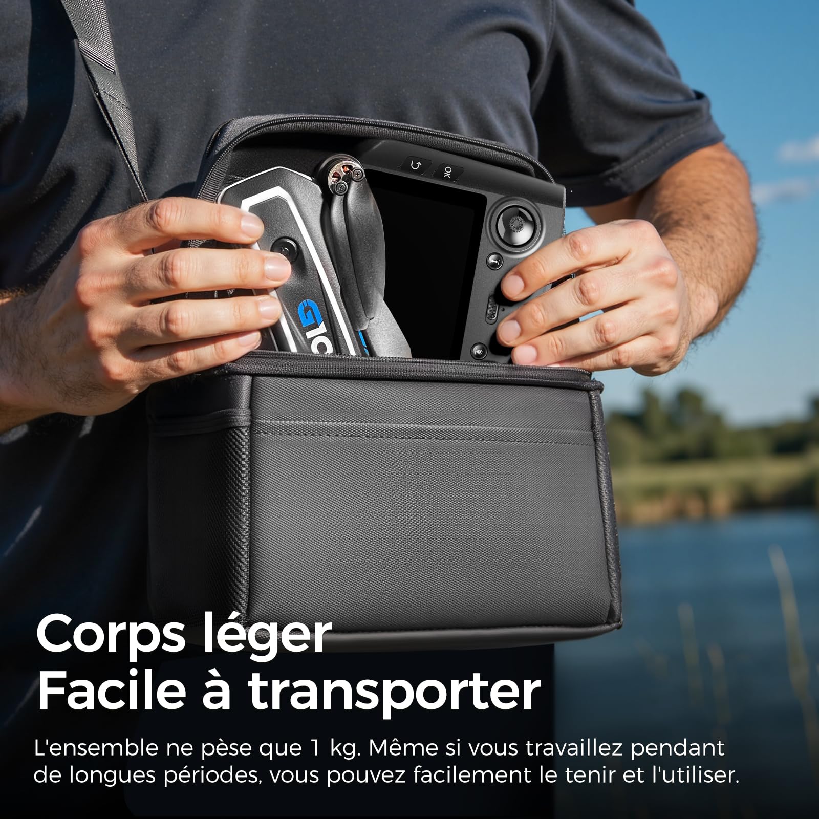 G10 GPS Drone avec Caméra Professionnel 4K EIS(Radiocommande avec Écran)45 Mins de Vol,Transmission Max 600m/1968ft,Suivi de Sujet,Retour Auto,FPV Quadcopter pour Adultes et Débutants,Moins de 249g,C0