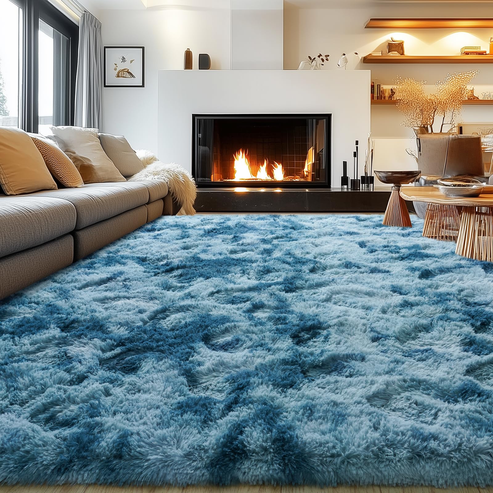 Rzutan Extra Large Rugs for Living Room 9x12, Soft Shaggy Modern Shag Area Rug for Bedroom, Upgrade Non-Slip Plush Fluffy Carpet for Kids Boys Girls