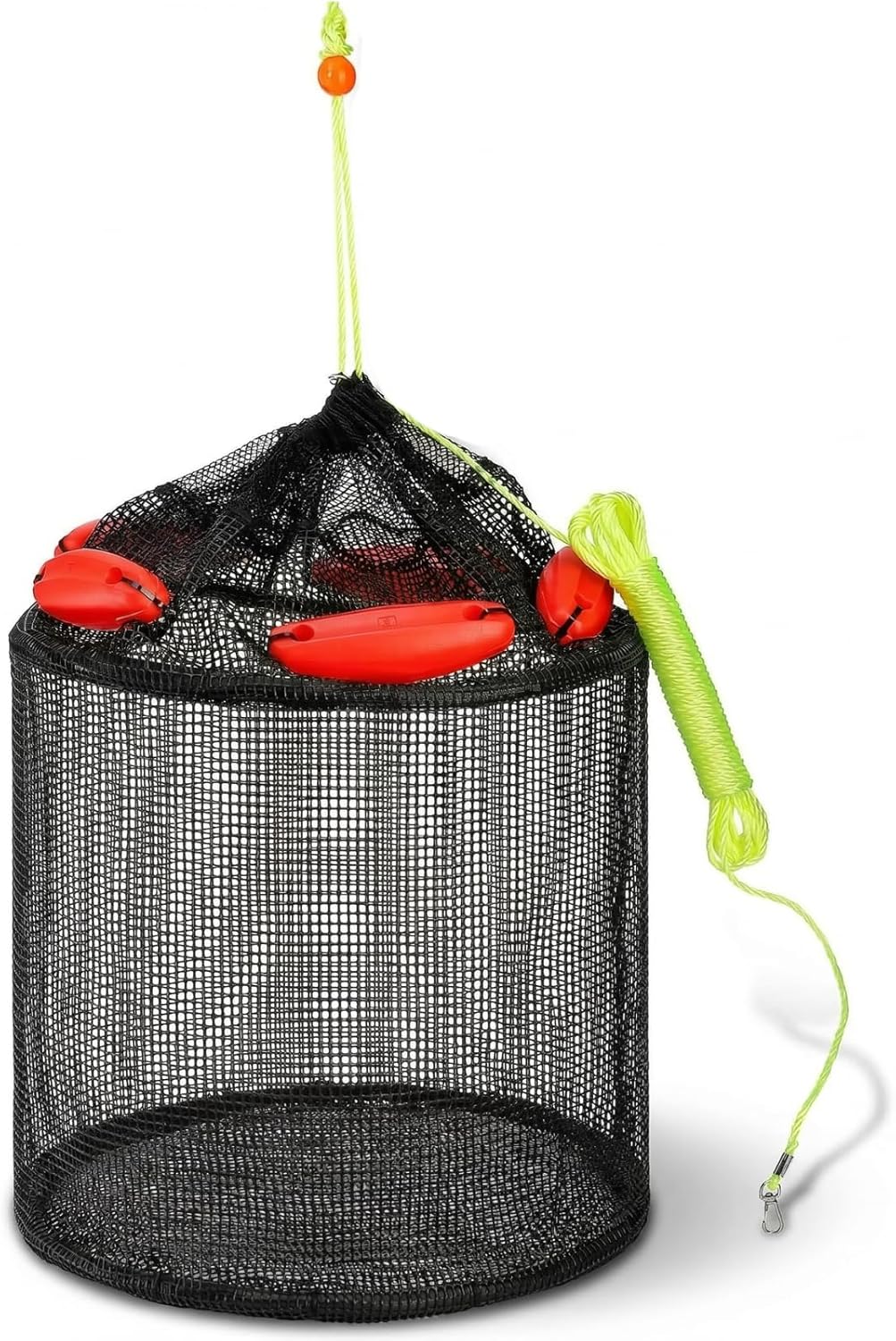 ZENFUN Extra Large Floating Fish Basket for Live Caught Fish, 15×16 inch Foldable Lobsters Basket for Fishing Live Well, Heavy Duty Rubber Coated Net