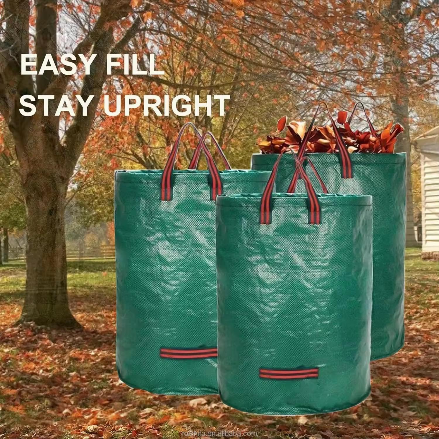 2 X 500L Sacchi Giardinaggio - Sacchi per Rifiuti da Giardino Pieghevole con Maniglie - Sacchi per Raccogli Foglie da Giardino, Impermeabile, resistente, Riutilizzabile