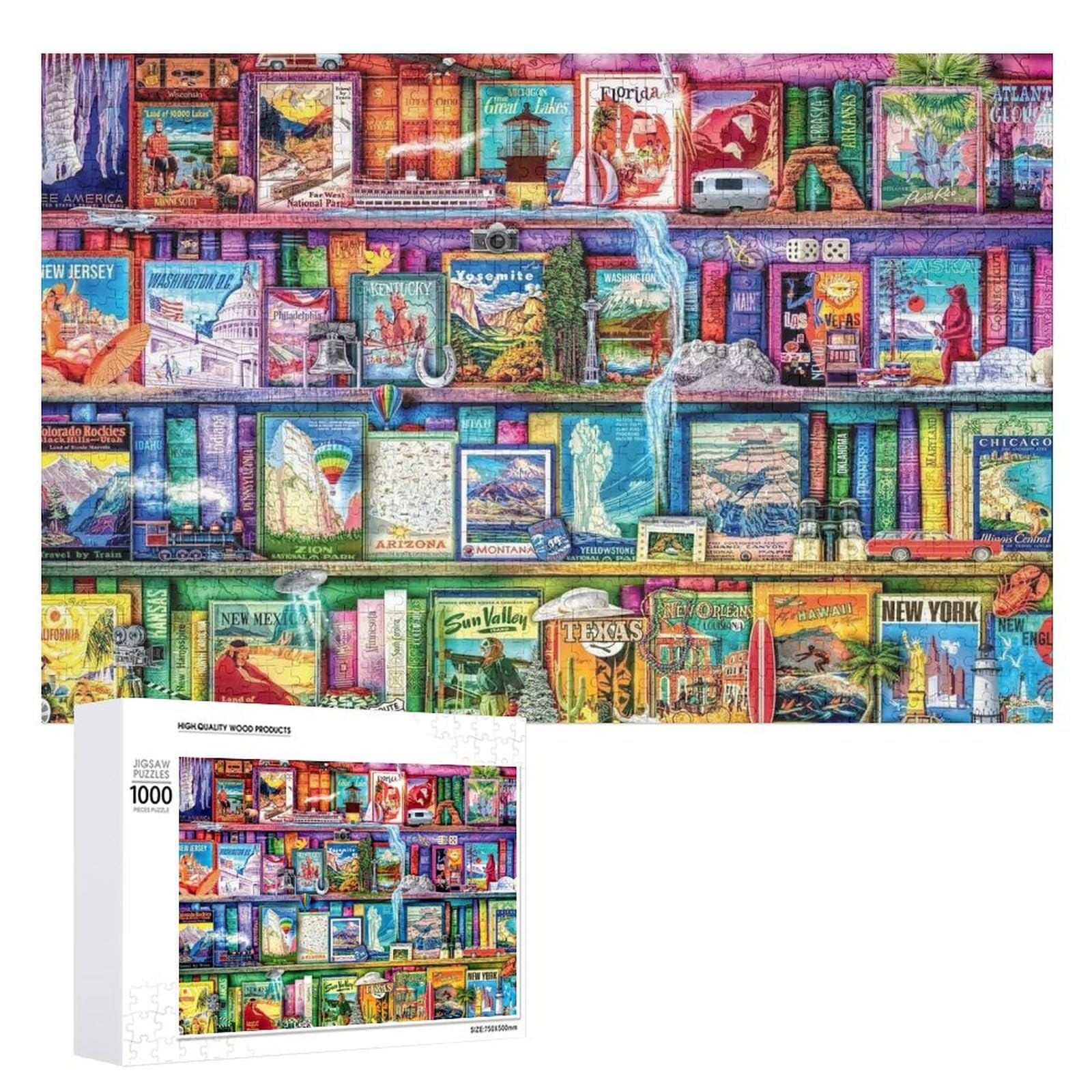 Jigsaw Puzzles Aimee Stewart - Travel Trinkets - 1000 Pieces Jigsaw Puzzle Challenging and Stimulating Puzzle Game Wall Art Unique Gift, Style-4