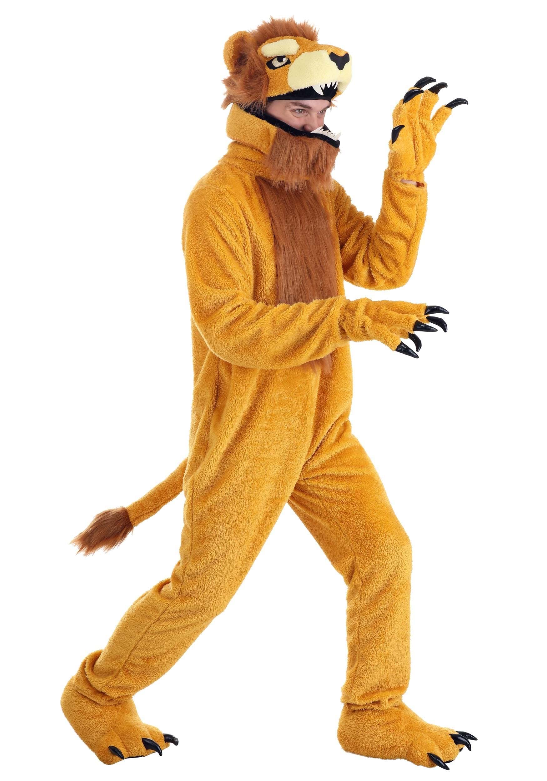 Buy elope Lion Jawesome Adult Costume Faux Fur Jumpsuit with Mitts