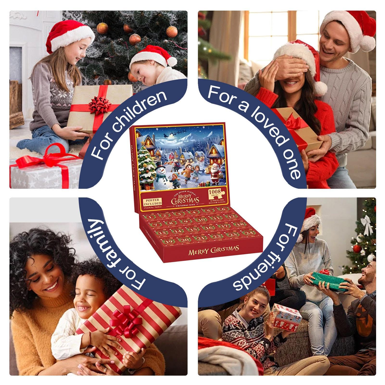Calendario Avvento Puzzle BUHAH 2024 - 1008 Pezzi, 24 Scatole, Vetro Colorato