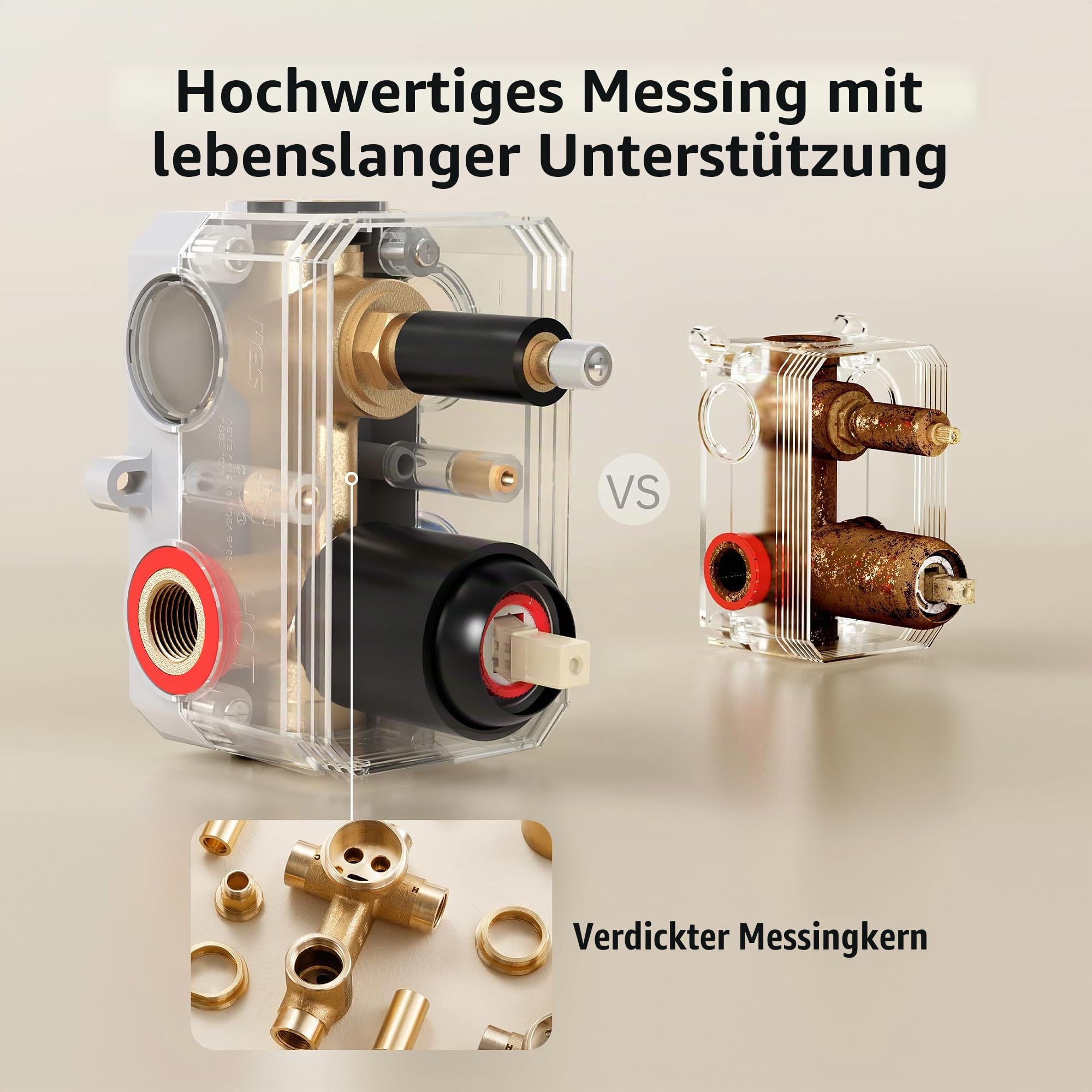 KES Unterputz Duscharmatur Set Schwarz Duschset Duschsystem 12 Zoll Regendusche Schwarz mit Duschschlauch Handbrause Ventilkörper Hochdruck Dusche Armatur Set Wandmontage, X6242S12-BK