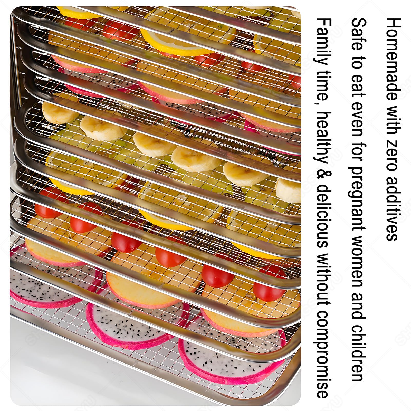 Deshidratador Comercial De Acero Inoxidable 6tiers | Deshidratador De Alimentos y Armario De Secado,Temporizador 0–12h, Temperatura Regulable 40–90°C