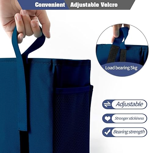 Miniatura 4 de Organizador de litera, organizador de cama colgante con 4 bolsillos y 2 ganchos, para dormitorios universitarios, cama, cama de hospital, rieles de