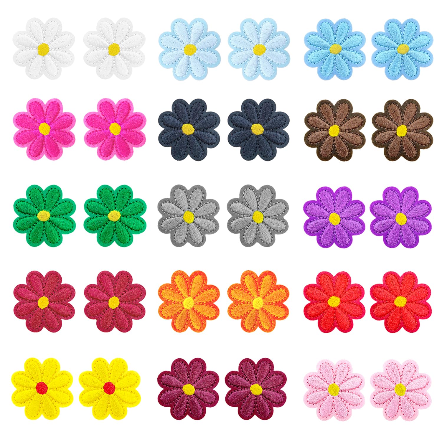 Set 50 Toppe Termoadesive - Fiori Margherite E Girasoli - Per Vestiti, Zaini, Jeans