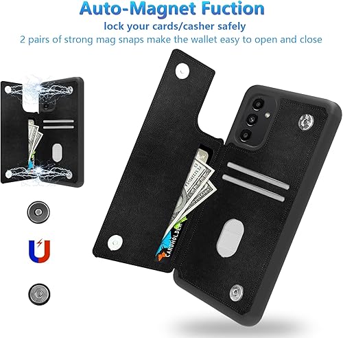 Miniatura 2 de BREIDMKFM Funda para Samsung Galaxy A13 5G con tarjetero cierre magnético de piel sintética de alta calidad con bloqueo RFID, 3 ranuras para