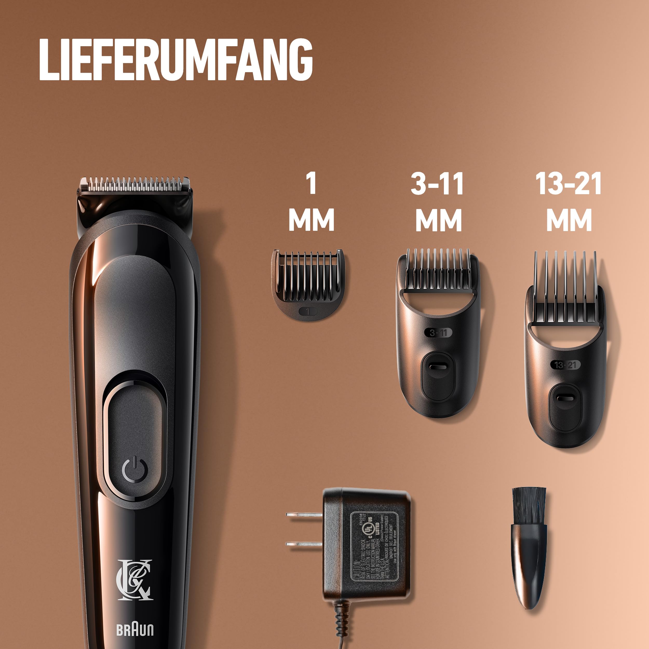 King C. Gillette Elektrischer Bartschneider Herren, Kabellos mit Ultrascharfe Lebenslang Klingen, Abwaschbarem Scherkopf und 3 Kammaufsätzen für Dreitage-, Kurzes und Langes Barthaar