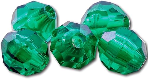 Miniatura 1 de Cuentas de plástico acrílico facetadas, fabricadas en Estados Unidos (verde esmeralda, 0.472 in)