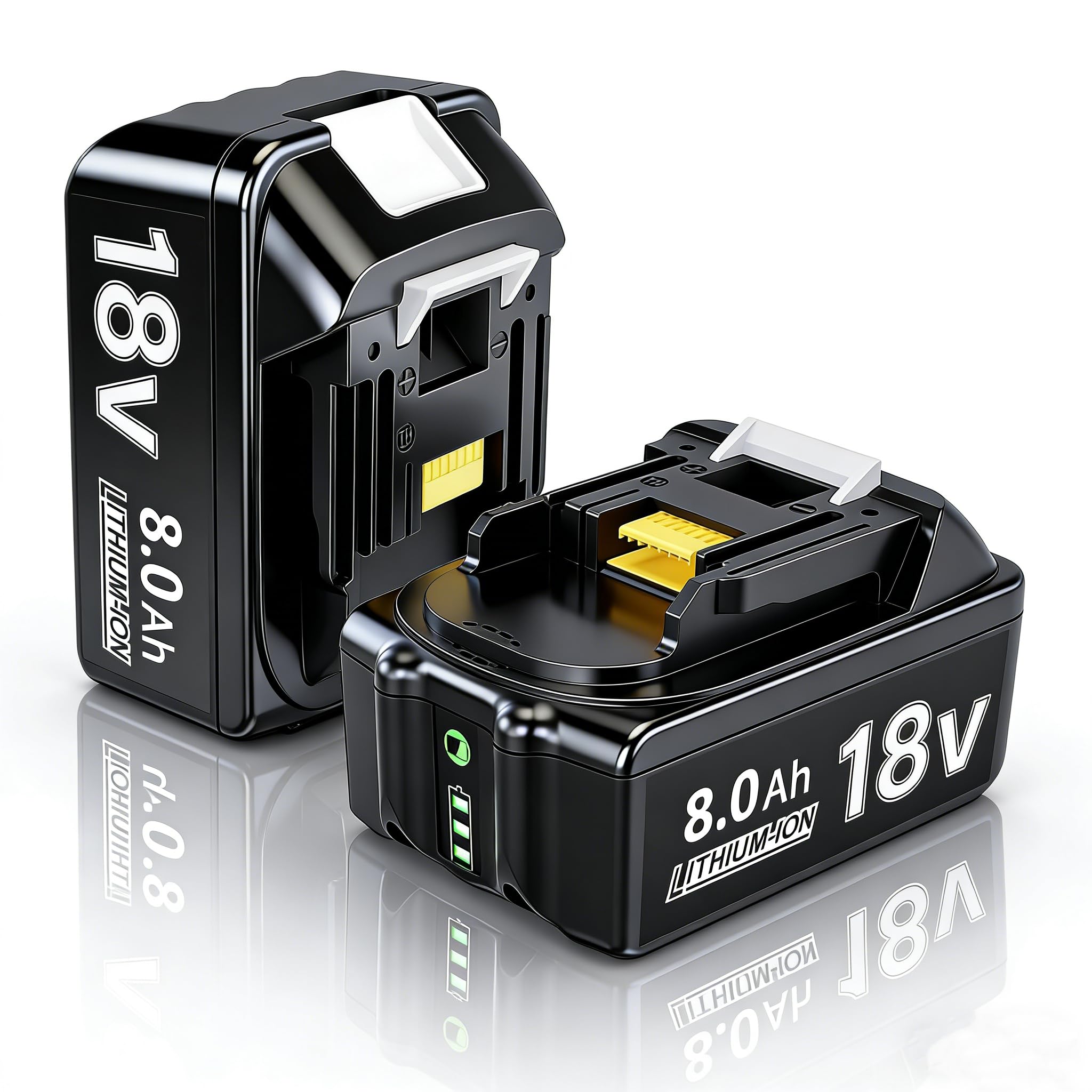 2 x 18V 8.0Ah/8000mAh für makita,Ersatzakku für makita 18V Li-ion Akku BL1850 BL1850B BL1830 BL1860B BL1845 BL1835 BL1815 194205-3 LXT-400 BL1860 with LED Werkzeugakku