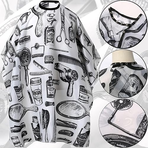 Miniatura 10 de Capa profesional de corte de pelo con cepillo para el cuello, capa de peluquería de salón, accesorios de peluquería (negro)