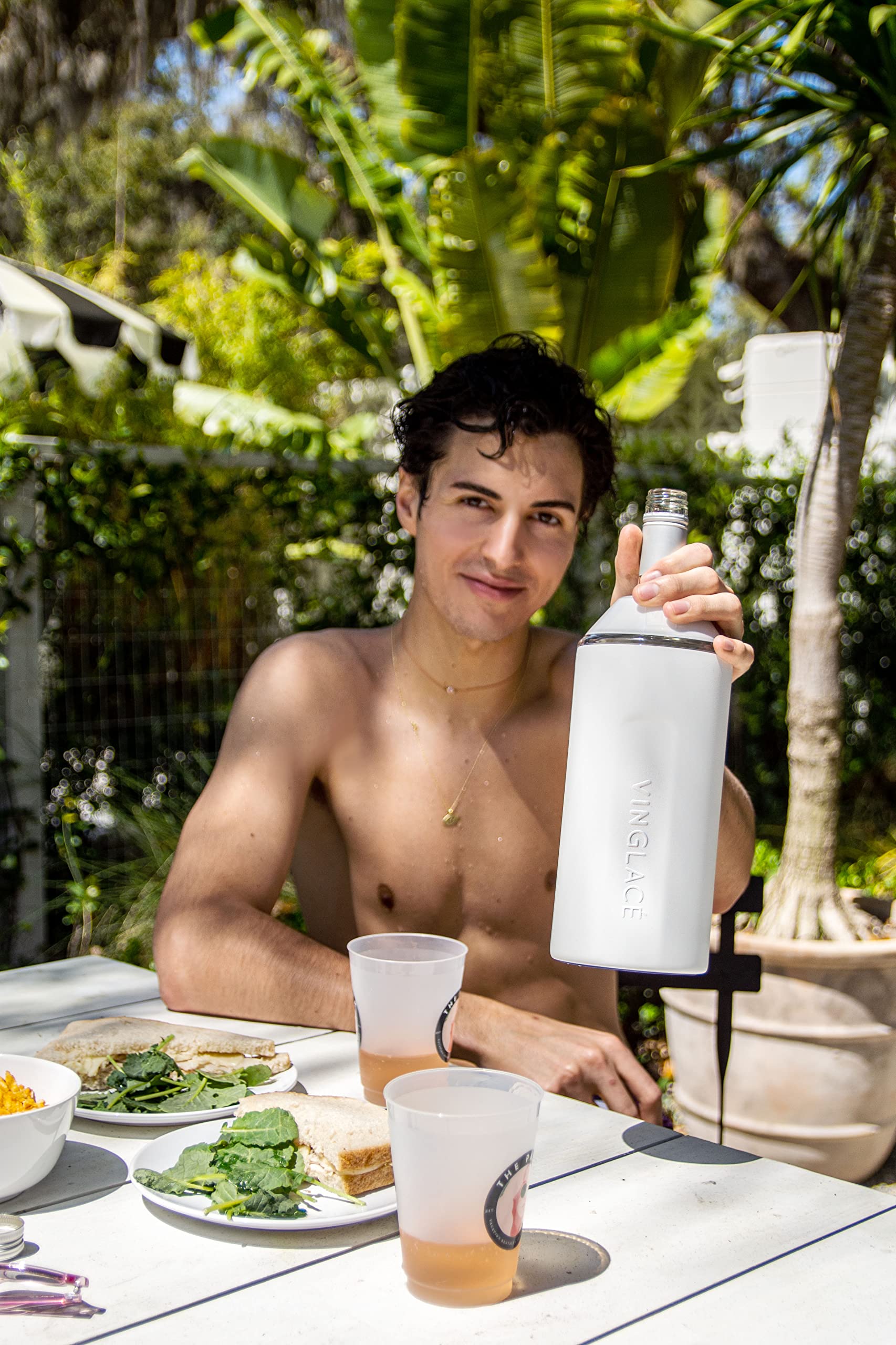 Vinglace - Enfriador de vino - Funda aislante portátil para botellas de champán y vino - Mantiene el vino y el champán fríos sin hielo (blanco)