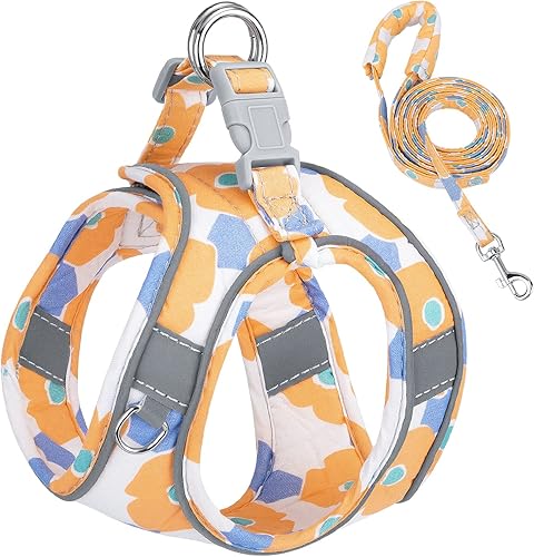 Lukovee Arnés y correa para gato, arnés ajustable a prueba de escape para gatito con tiras reflectantes, chaqueta ligera para gatos, cachorros,