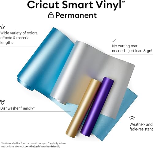 Miniatura 6 de Cricut Vinilo permanente inteligente brillante (13 pulgadas x 12 pies, azul claro) para manualidades al aire libre, para Cricut Explore 3 & Maker 3,